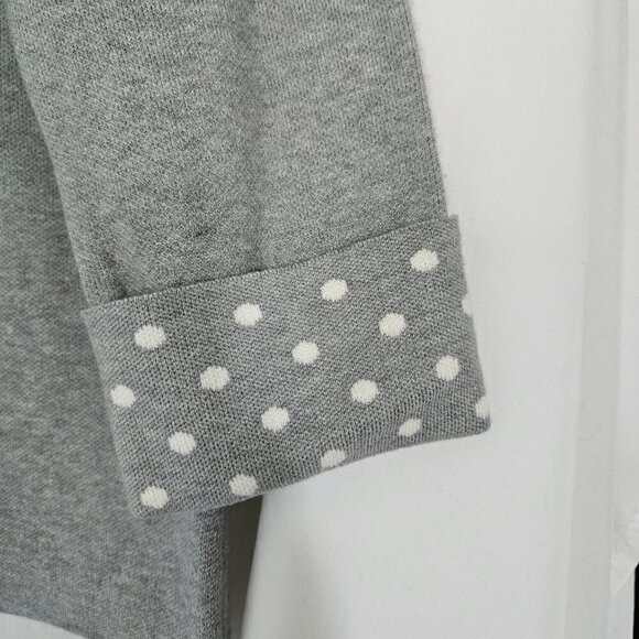 Cynthia Rowley grey soft boat neck sweater with polka dot cuffed sleeves MED - Picture 2 of 7